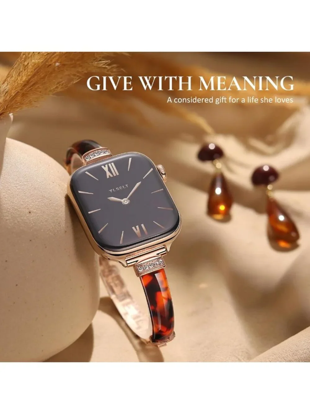 Stylish Slim Acetate Resin Apple Watch Band for Women - Lightweight Crystal